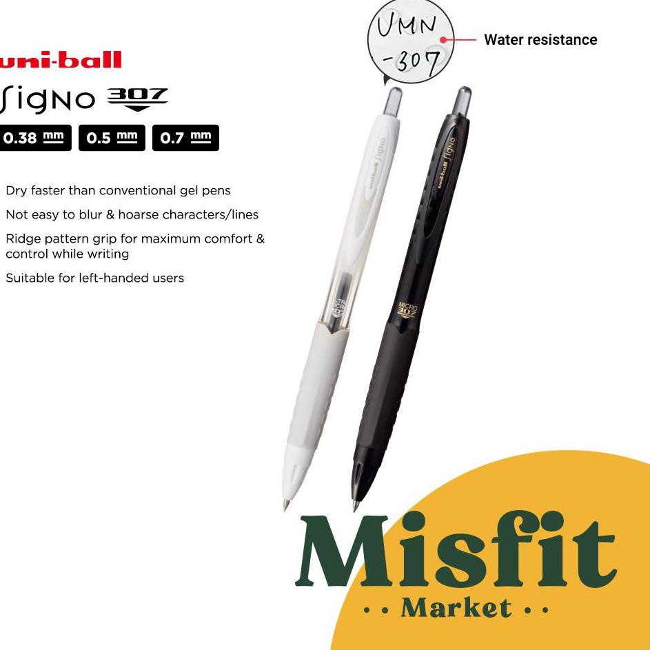 

(LANGSUNG KIRIM) Uni Ball Signo 307 UMN-307 Gel Pen 0.38 0.5 0.7 mm Uniball Anti Luntur