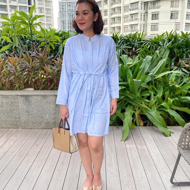 lavani biru dress baju menyusui