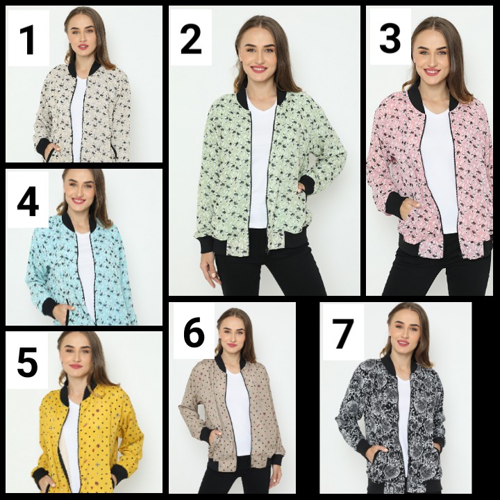 SM || Jaket Wanita Bomber Motif || Big Size ||