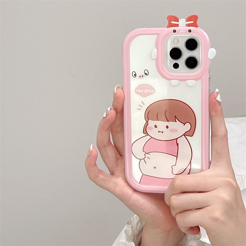 Case Pelindung Lensa Transparan Shockproof Motif Kartun Monster Kecil Untuk iPhone 14 13 12 11 Pro Max X Xr Xs Max 7 8 6 6s Plus SE 2020