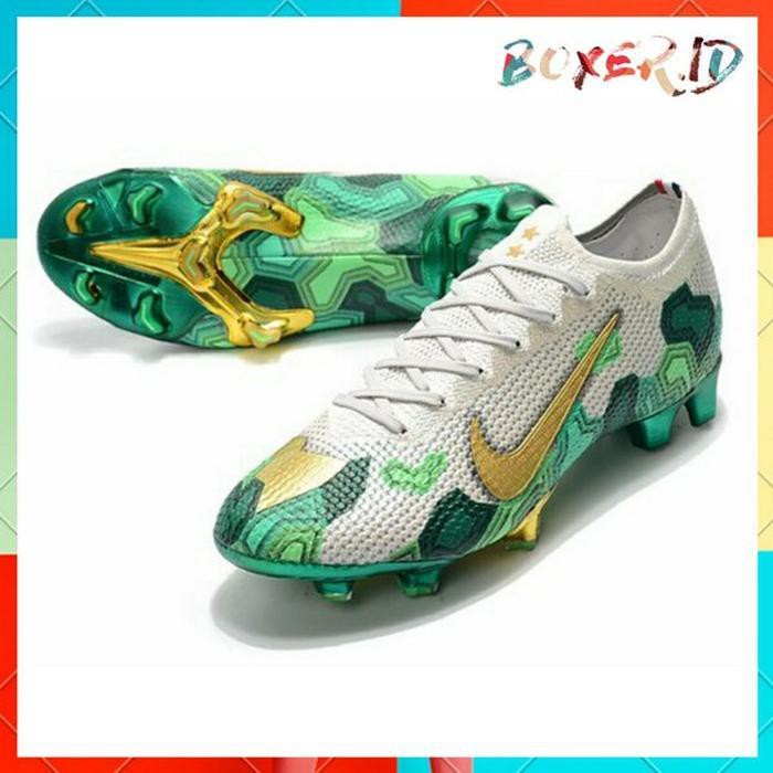 PROMO Sepatu Sepak Bola Soccer Nike Mercurial 13 Elite ANTI CLOG Mbappe Electro Green FG Original