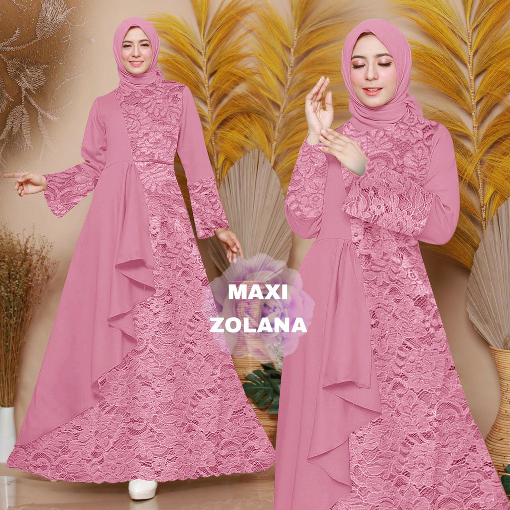 MAXI ZOLANA GAMIS WANITA / PAKAIAN MUSLIM / LENGAN PANJANG