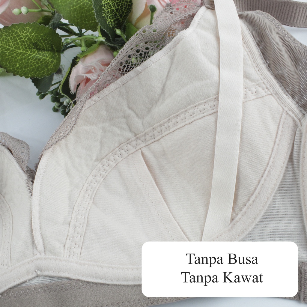 Bra BH Menyusui Sexy Tanpa Kawat Dengan Cup Renda Brokat Motif Bunga -1410