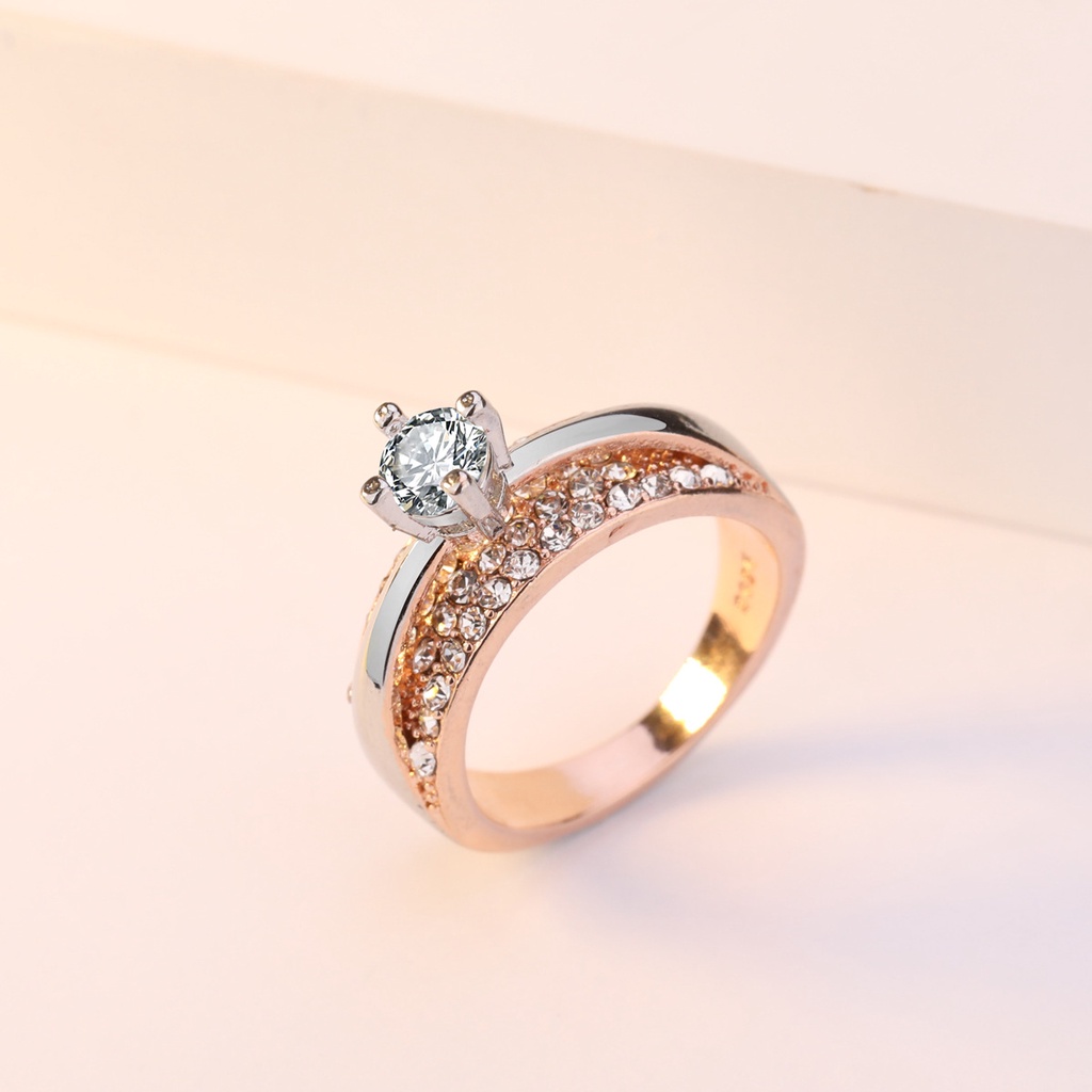 Cincin Bahan Sterling Silver 925 Warna Rose Gold Untuk Wanita Ccb65