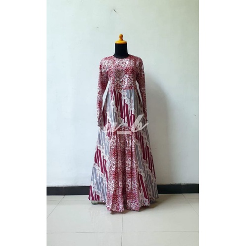 Gamis Batik Cap Wonogiren-Gamis Abaya Dress Batik Custom Size Custom Made Preorder Katun Toyobo Tenu