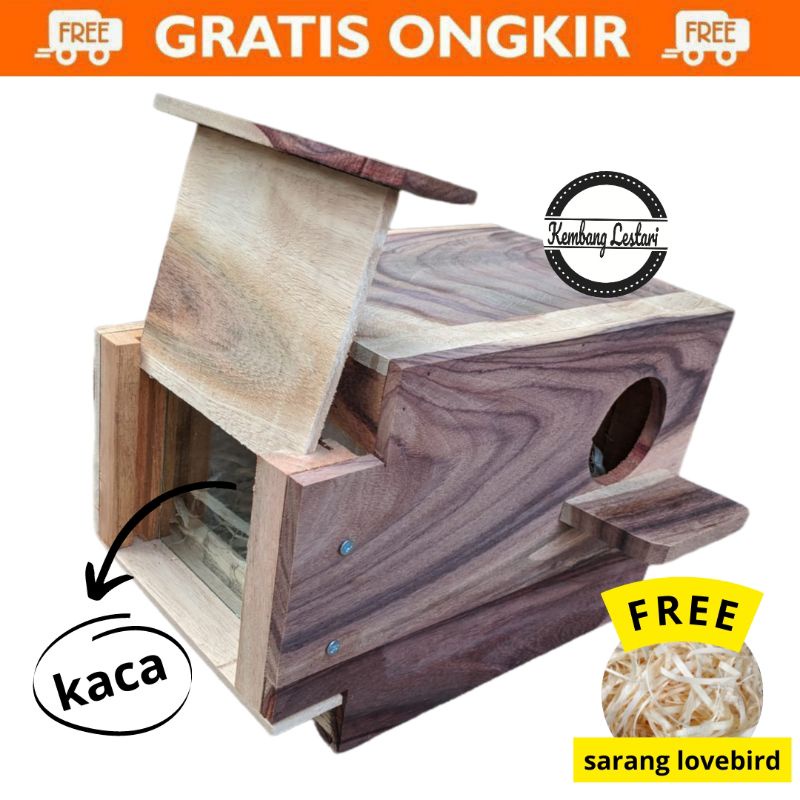 Glodok Kaca Lovebird Kayu Sonokeling free sarang Lovebird