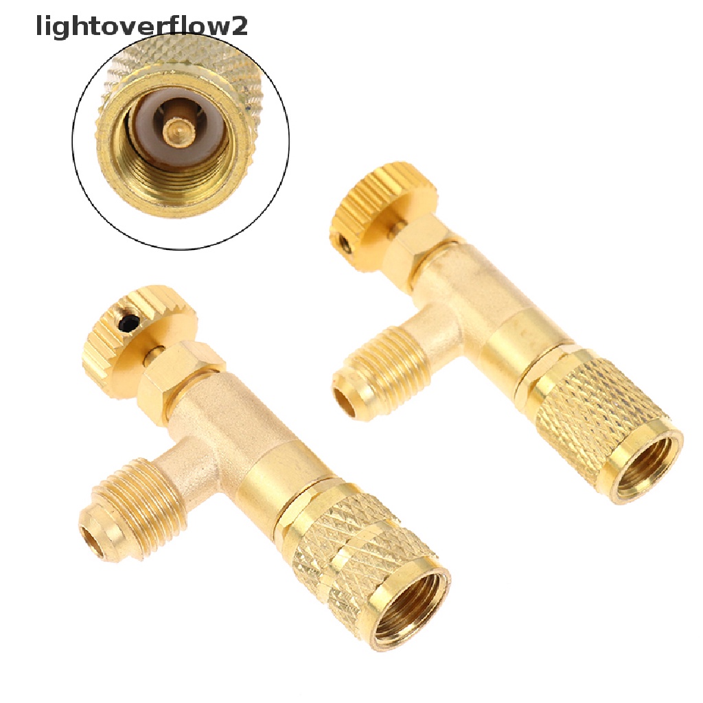 (lightoverflow2) Adapter Katup Pengaman Ac R410A R22 1 / 4 &quot;5 / 16&quot;