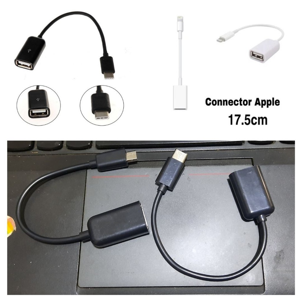 Kabel OTG Adapter Konektor HP  Micro  Tipe C Lighting IOS 4PPL3 Ke USB Female Port 111158