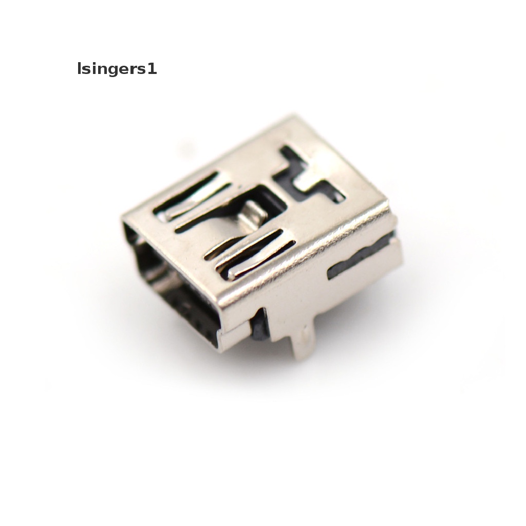 (lsingers1) 10pcs Konektor Soket PCB Mini USB Female 5 Pin Tipe B Right Angle 2 Kaki DIY