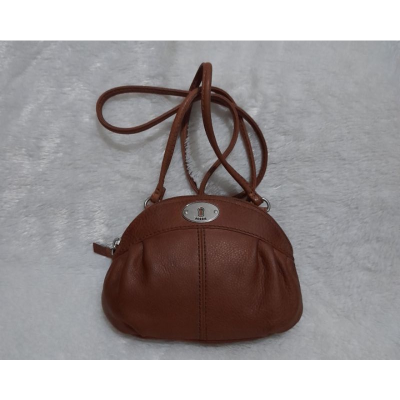 tas fossil maddox slingbag mini brown preloved