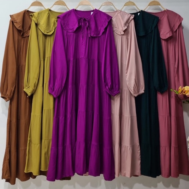 G666 Long Tunik Midi Dress Jumbo | Gamis Mini Dress Premium | Atasan Wanita Susun Polos Rayon Twill | Maxy Dress Qiqi Busui Friendly | Korean Babydoll Dress | Maimon Grosir