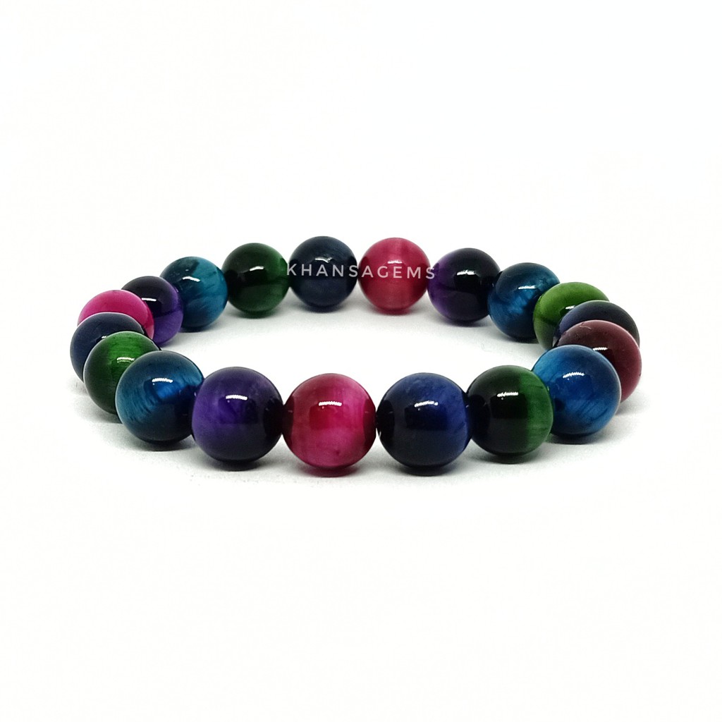 GELANG BATU NATURAL RAINBOW TIGER EYE DIM BAGUS