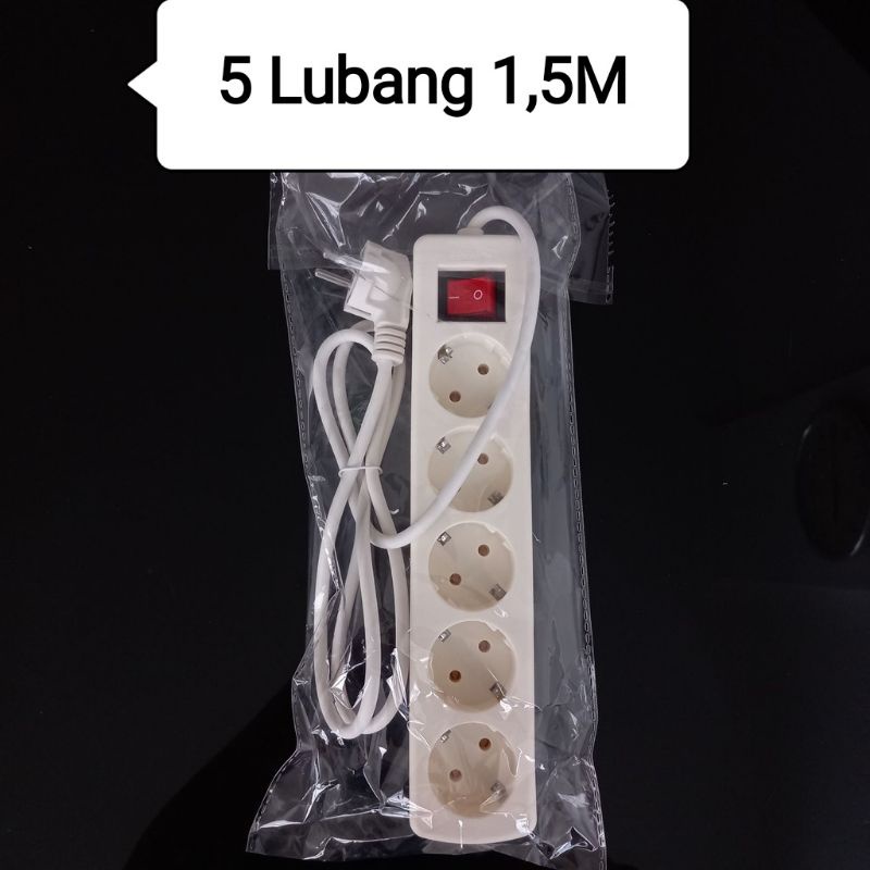 STOP KONTAK  5 Lubang Panjang  Kabel  1,5  Meter ,  Colokan Listrik , + saklar  SNI