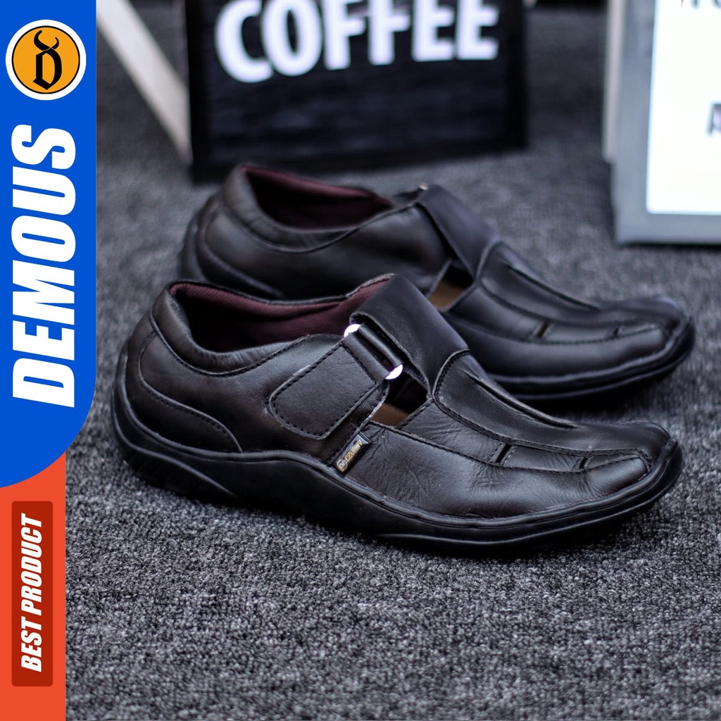 DEMOUS Drakke - Sepatu Slip On Pria Casual Kulit Asli