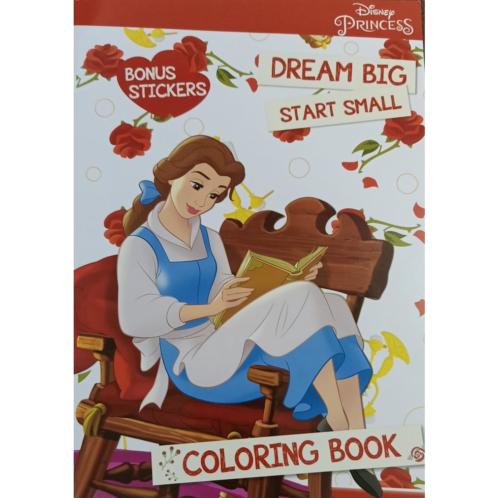Buku Mewarnai / Coloring Book Disney Princess Belle/ Beauty and the Beast " Dream Big Start Small"+ 