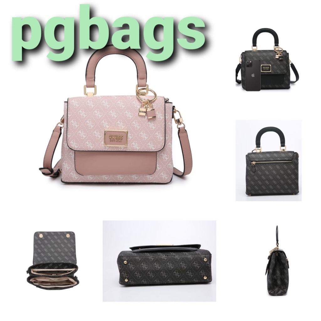 PGBAGS_TAS SELEMPANG WANITA IMPORT GGUESS TYREN TOP HANDLE LOGO-PRINT CROSSBODY/IMPORT#109848