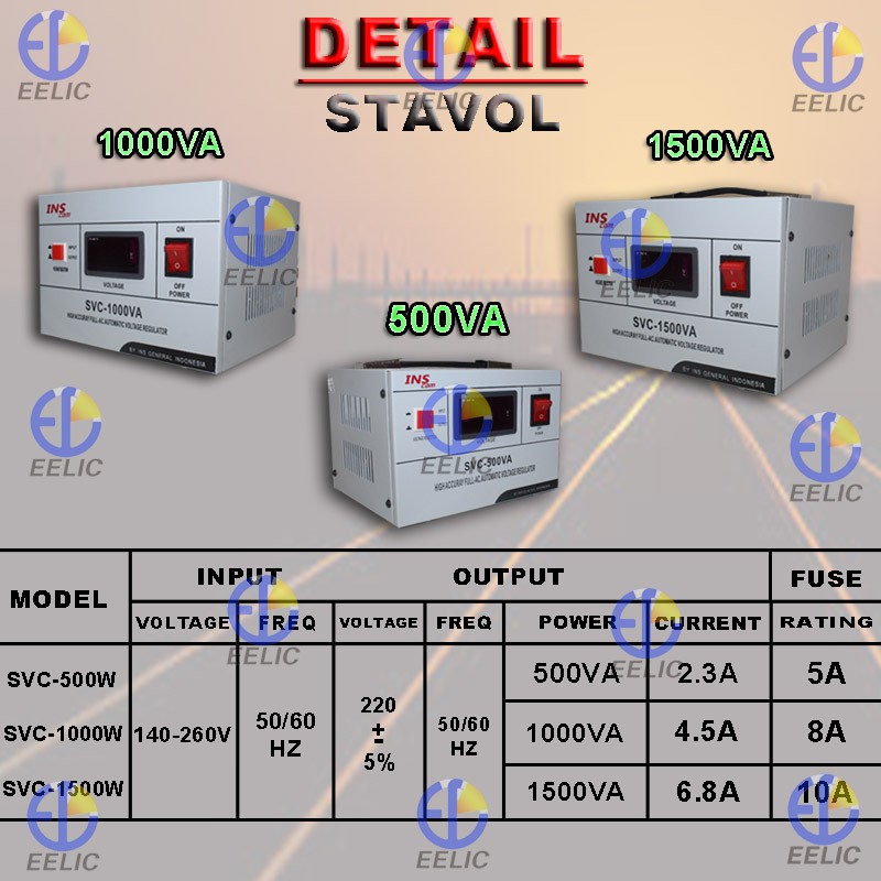 EELIC SVC-I1000VA Contact Voltage Regulator Layar Panel 1000 Watt