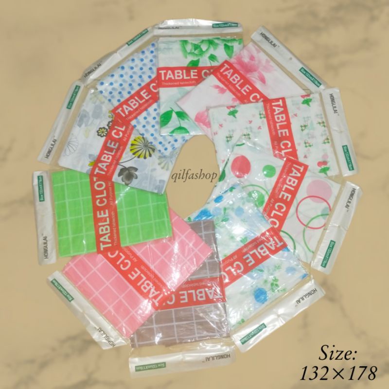 Taplak Meja Motif Anti Air Anti Minyak PEVA Import 132cm x 178cm Waterproof Table Cloth Jumbo