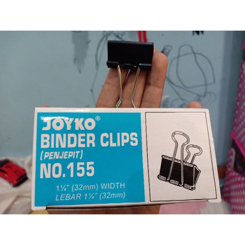 

(100gr) 1pak binder clips joyko no. 155 isi 12pcs