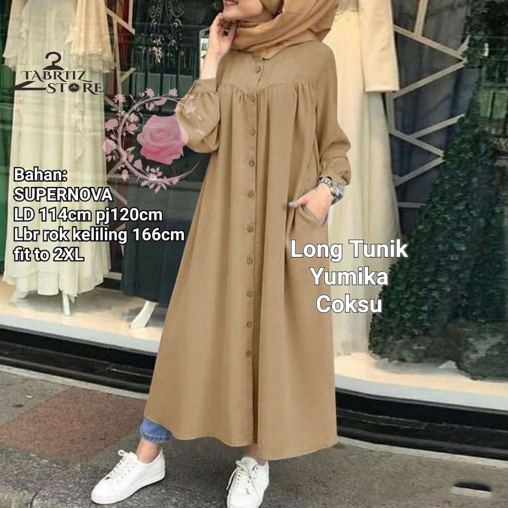 yumika long tunik dress dres pakaian baju atasan longtunik polos panjang jumbo ld 114 xxxl big size 