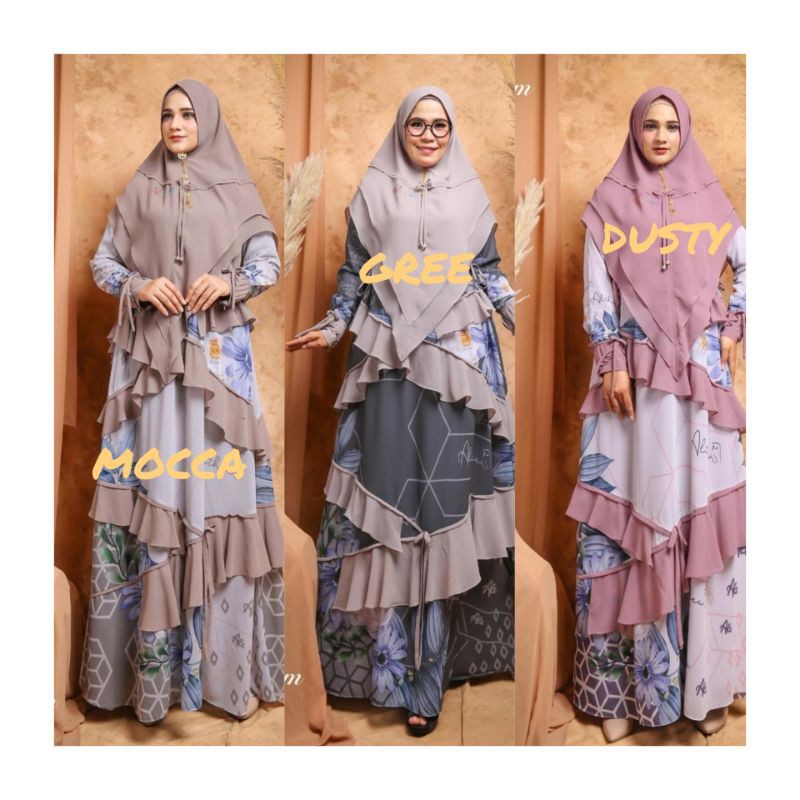 Gamis syar'ioriginal BORNEOAGAM by alzhea / alzhea premium /GAMIS ALZHEA SET HIJAB / Gamis Syari / B