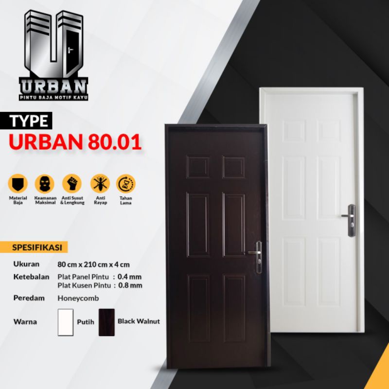 Pintu Baja Fortress bermotif kayu anti rayap