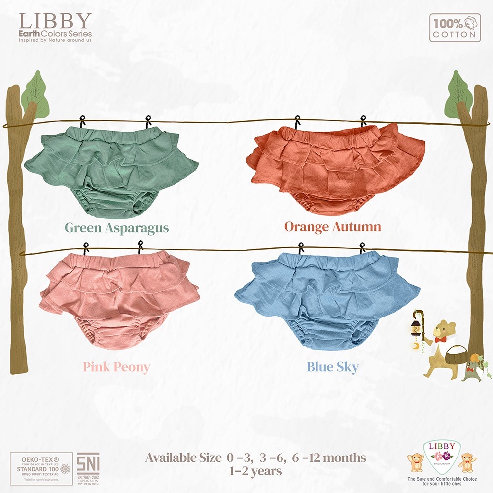 LIBBY Earth Colors Lilo Skirt 0-2thn (1pcs/pack) / Rok Lucu Bayi (Tersedia varian warna dan ukuran)
