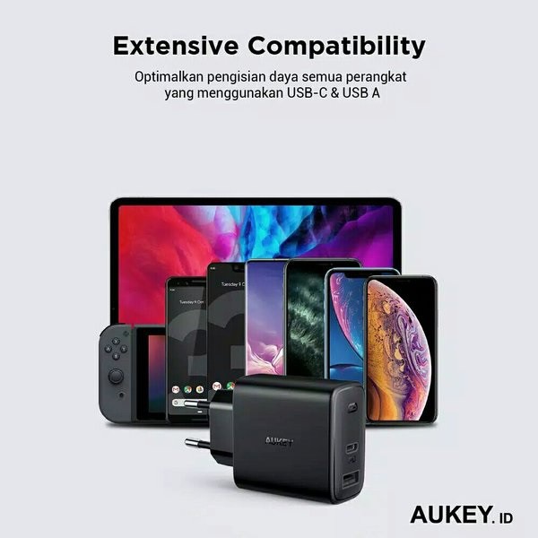 AKN88 - AUKEY PA-F3S - Swift Series - Dual Port Charger 32W Max Support PD 3.0