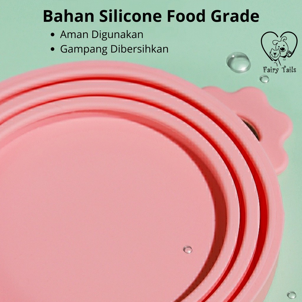 Tutup Kaleng Makanan Basah Untuk Kucing dan Anjing Bahan Silikon / Can Cover Silicone Can Lids for Pet Canned Wet Food Fit 3 Standard Size BPA Free