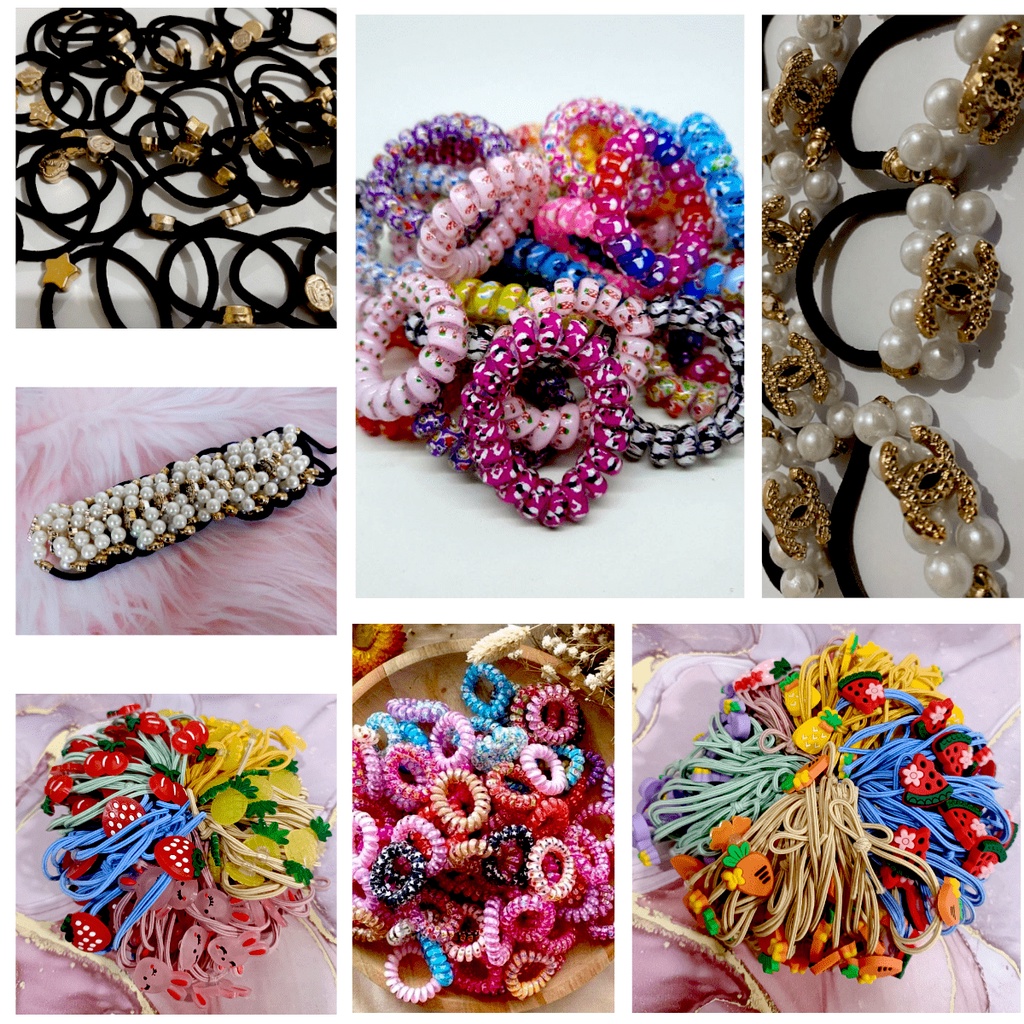 Ikat Rambut Korea Motif Mutiara Spriral Murah