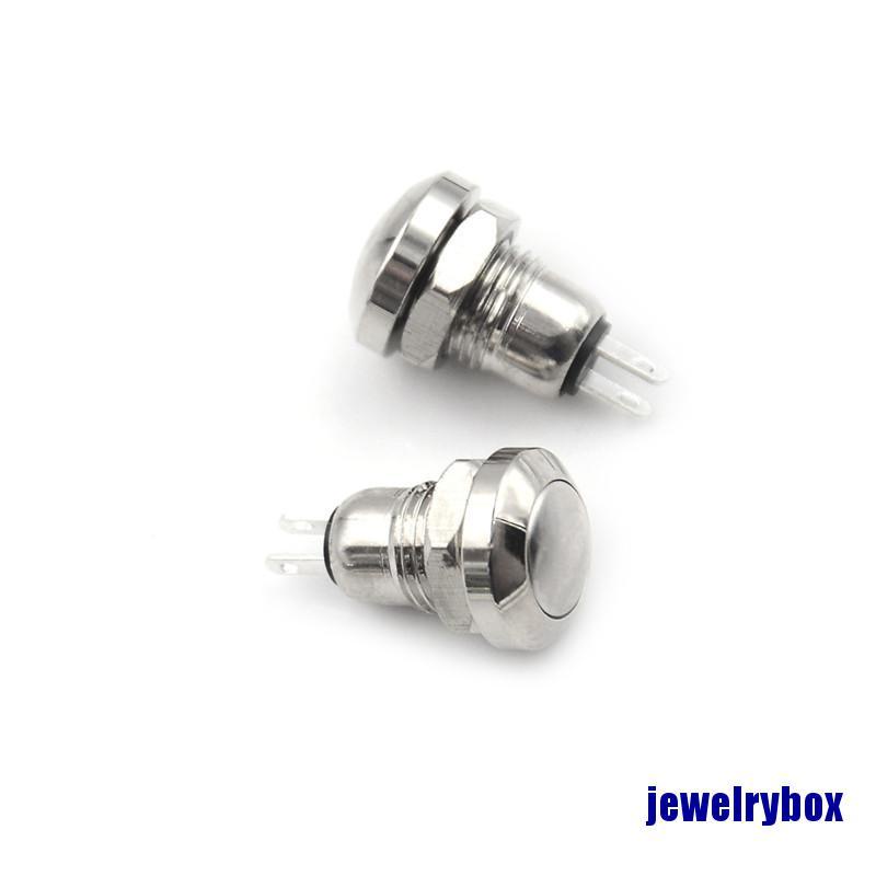 (Jewelrybox) 2pcs Saklar Tombol Tekan Momentary Mini 2 Pin 8mm Anti Air Bahan Metal