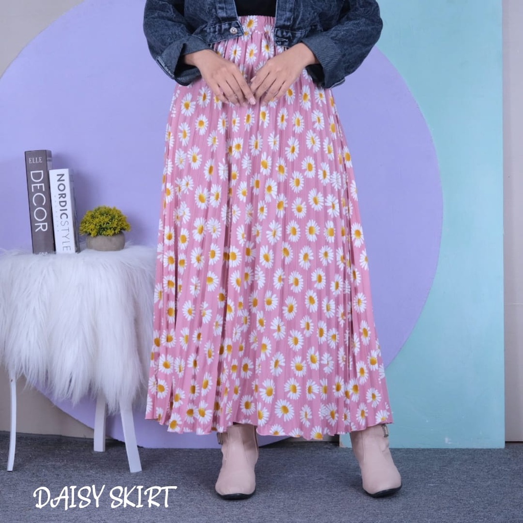 DAISY FLORA ROK PLISKET  / PLEATED SKIRT PREMIUM MAYUNG / rok plisket premium rok panjang skirt rok