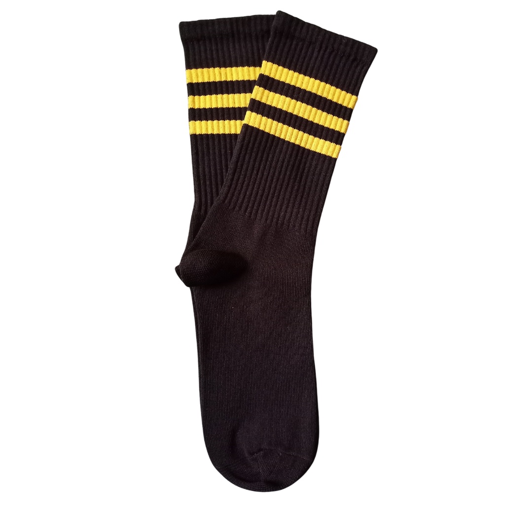 [BIG SALE] Kaos Kaki Motif Skate Oldschool - Mohaki Official-Strip Kuning D Hitam