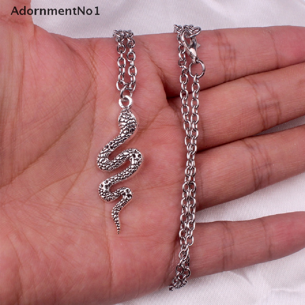 (AdornmentNo1) 1 Pasang / Set Kalung Rantai + Anting Tusuk Motif Ular Bahan Alloy Untuk Perhiasan Wanita / Hadiah