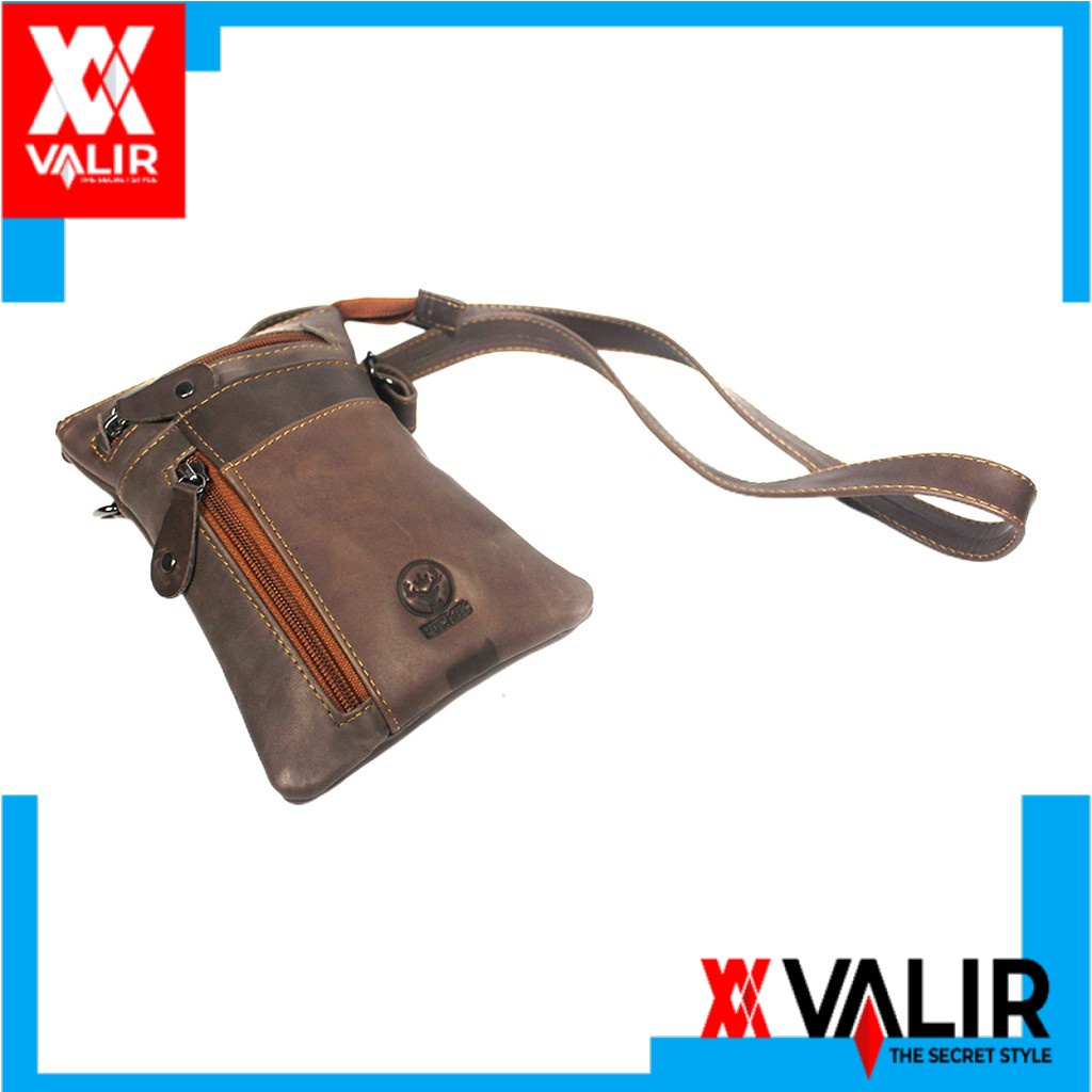 Valir zayyan tas kulit asli pria garut (kulit vintage) Hitam Casual 1pcs