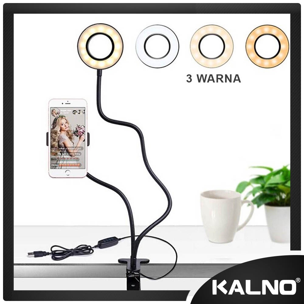 KALNO Ring Light Jepit / Lampu Tik Tok Versi 2 / Lampu Belajar, Laptop, Selfie, Konten, Youtube, Bel
