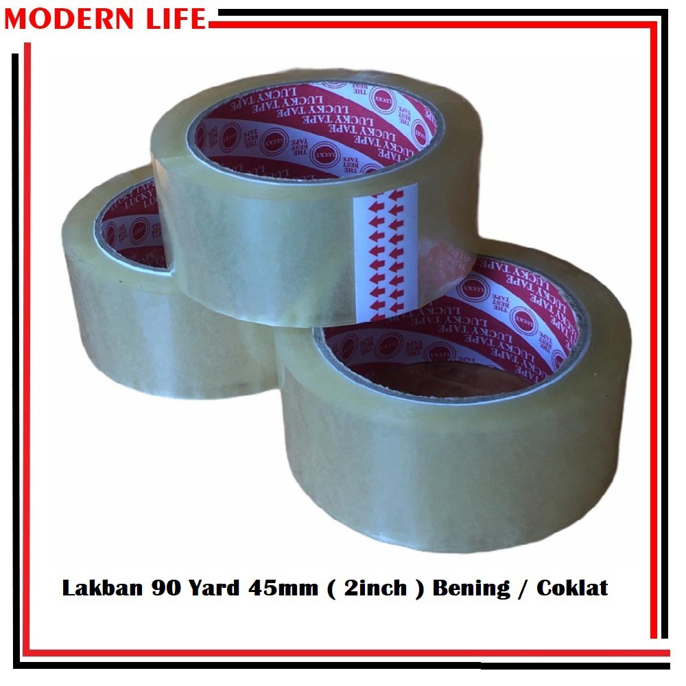 Lakban Bening Coklat LUCKY TAPE 2&quot; 48MM 90 Yard