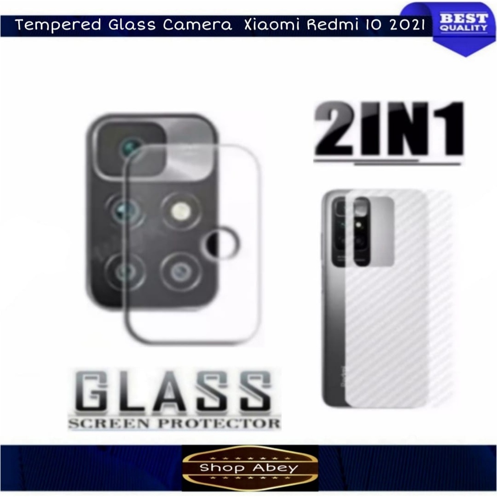 TEMPERED GLASS CAMERA XIAOMI REDMI 10 2021 FREE SKIN CARBON ANTI GORES BELAKANG HP XIAOMI REDMI 10 2