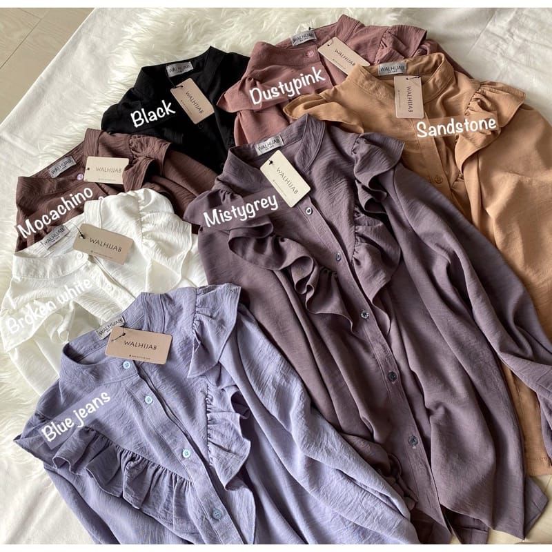 Atasan Wanita Kekinian Cala Blouse Kemeja Crinkle Premium Kemeja Blouse Crinkle Terbaru 2022