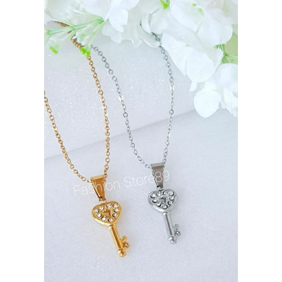 Kalung Key of love Titanium bestquality Gold Silvet Fashion Impor Antikarat dewasa anak