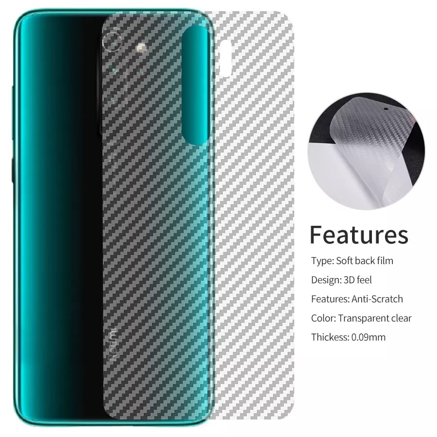 PROMO Garskin Carbon XIAOMI REDMI Note 8 / 8 Pro / REDMI NOTE 7 REDMI 9 Anti Gores Pelindung Belakang Hp Skin Back 3D