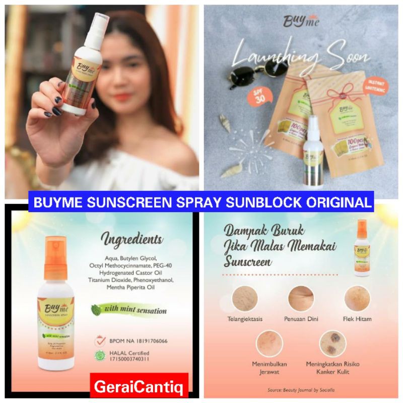 BUYME BUY ME WHITENING SUNSCREEN SPRAY &amp; BODY WASH MEMUTIHKAN MENCERAHKAN KULIT ORIGINAL BPOM