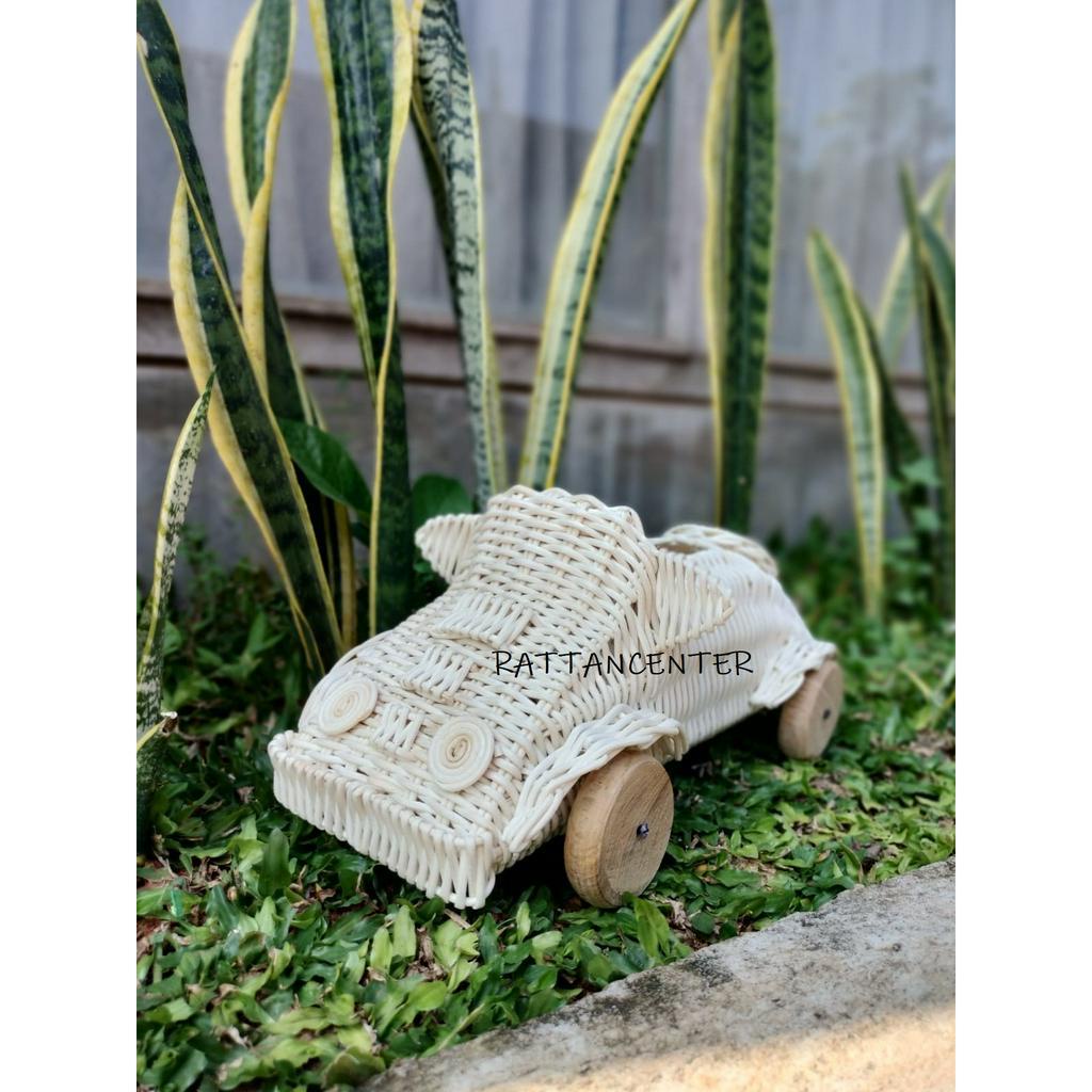 Mainan mobil roda kayu/mainan rotan/rattan toys/rattan kids