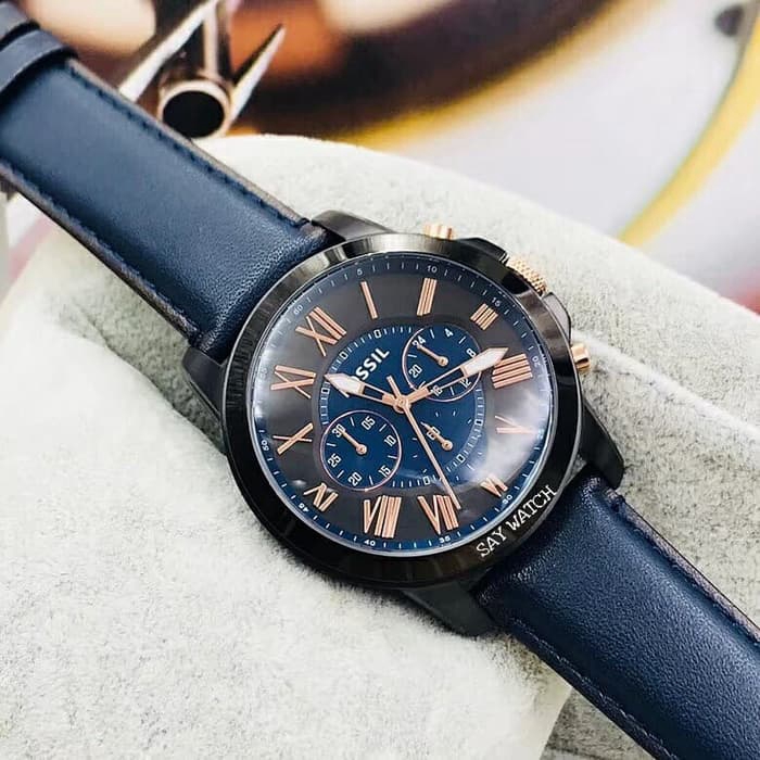 Jam Tangan Pria Fossil Grant FS-5061 Chronograph Blue Original +TinBox