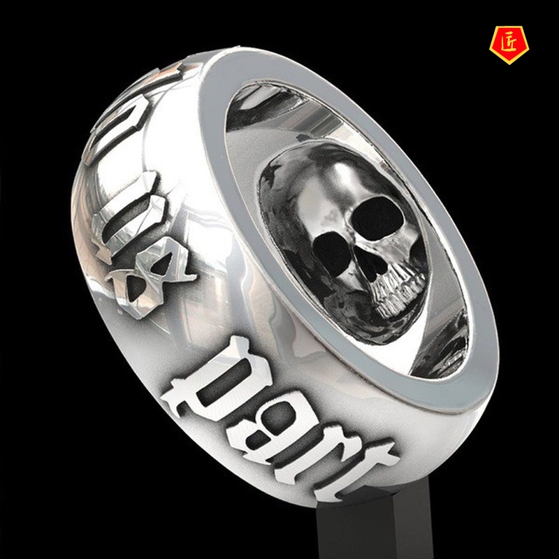 [Ready Stock]Creative Punk Silver Black Skull Ring