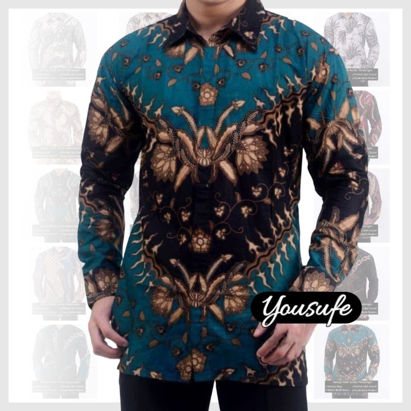 Kemeja Batik Pria Dewasa Lengan Panjang Warna Hijau Motif Elegan Nyaman Halus Tidak Luntur bisa Seragam Kantor Kerja Formal Casual Shopee Cod Kode9901