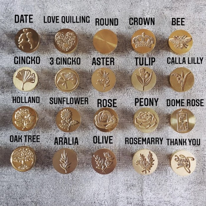 

Code670 Stamp 1 - Stempel Seal Wax Kepapa Kuningan Tanpa Gagang Kayu /Pcs