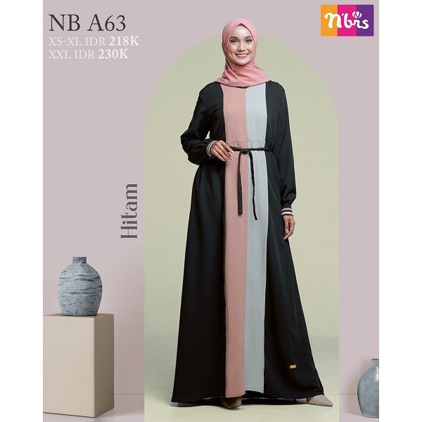Gamis Nibras NB A63 Hitam Gamis Casual