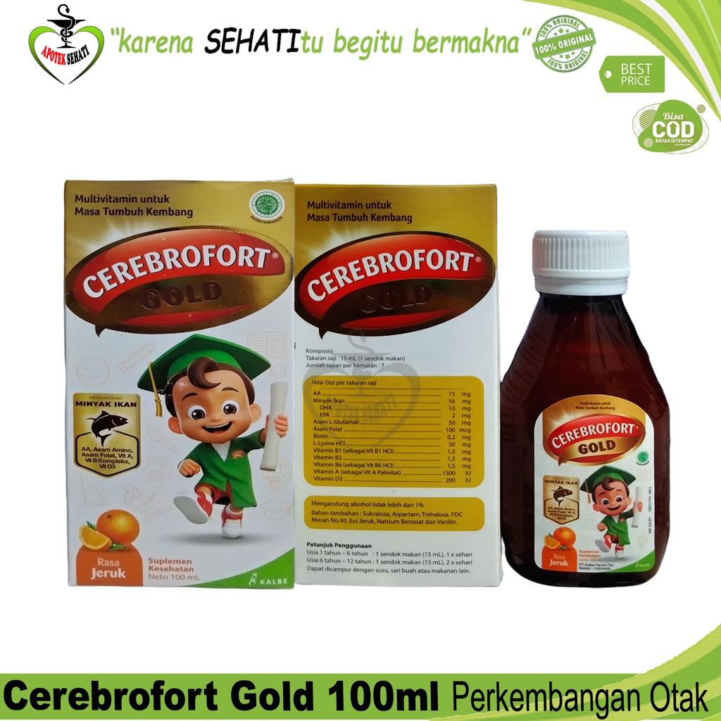 Cerebrofort Gold 100ml Rasa jeruk Vitamin anak