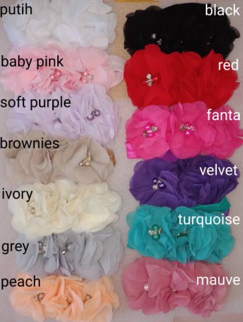 BANDANA BANDO PITA ANAK BAYI BABY HEADBAND HAIRBAND TRE FLOWERS